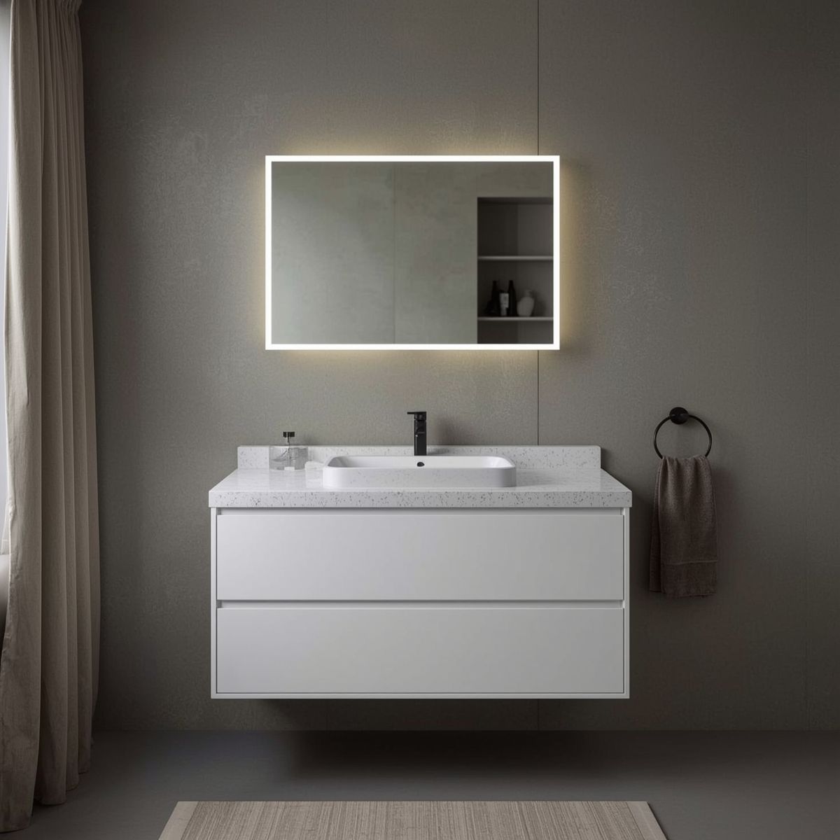 Wall mounted single vanity
