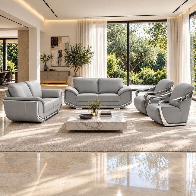 KC FURN – Romano Prestige Grey 3-2-1 Luxury Sofa Set