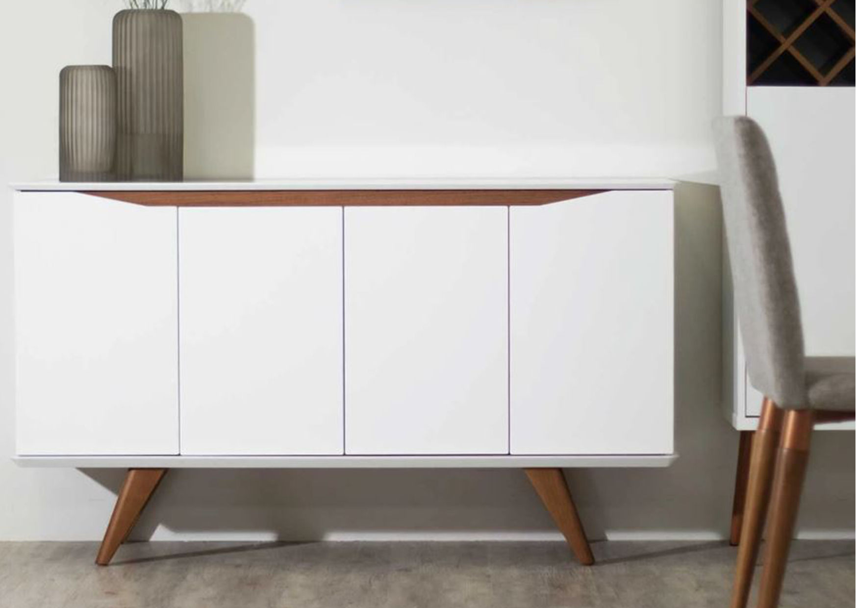 Designer Concepts Olive Wooden Sideboard Off White /  Natural