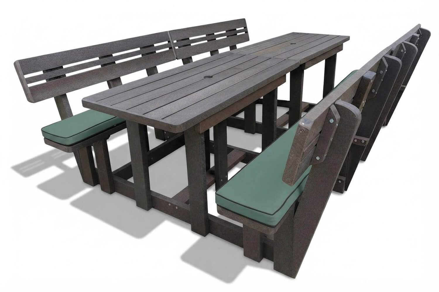 Recycled Plastic Picnic 2 piece set 8-Seater XL Plus Backs (Green Cushions)