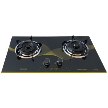 2-Burner Tempered Glass Panel Gas Stove with Auto-Ignition