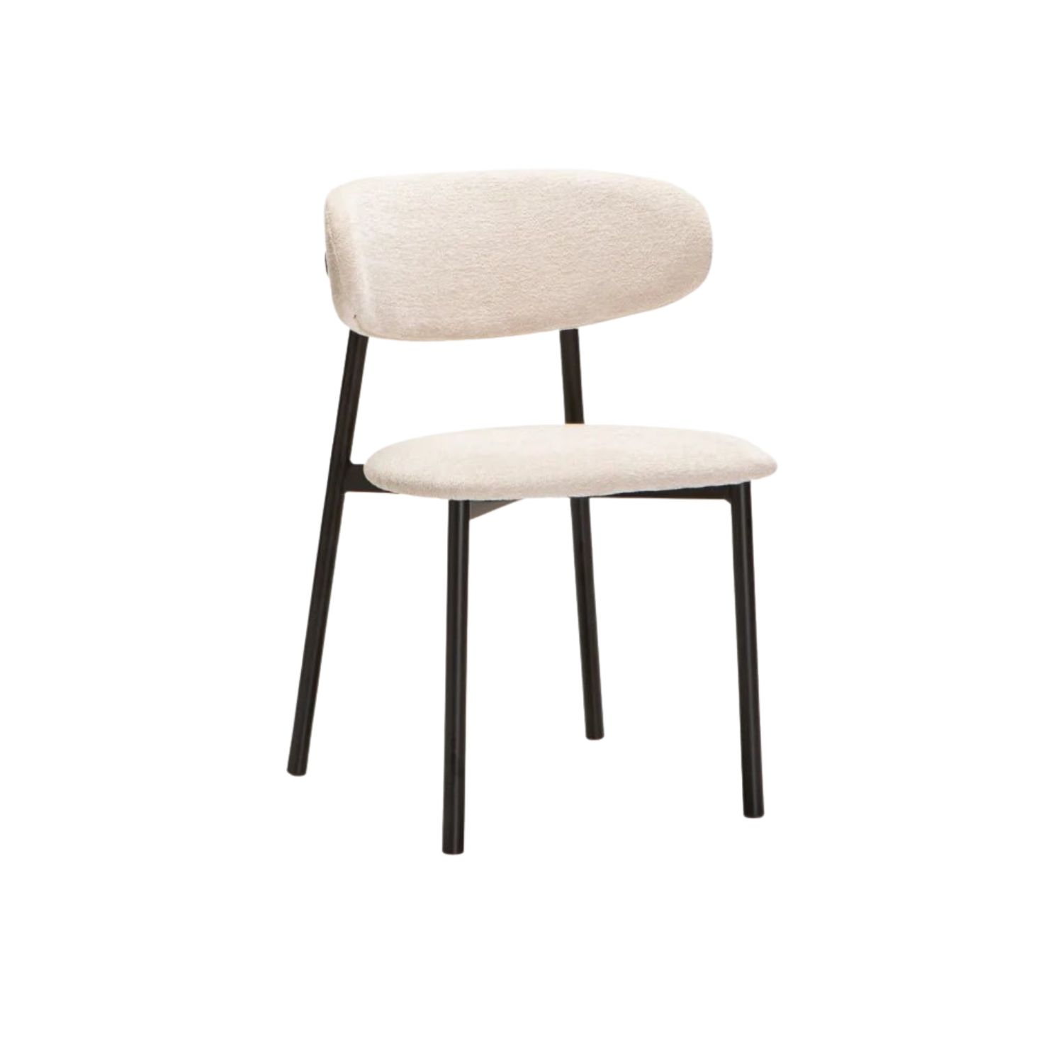 Modern Textured Fabric Dining Chair - Cream/Black