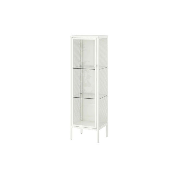BAGGEBO Cabinet with glass doors, 34x30x116cm, White/metal