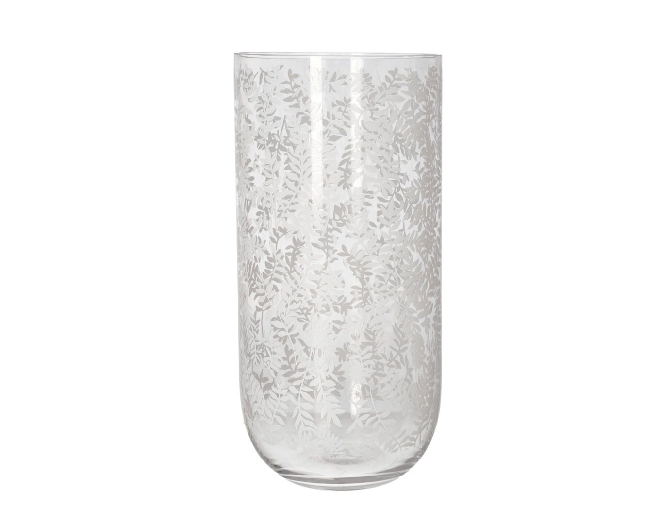 Danny Home Clear Glass Vase with White Botanical Pattern