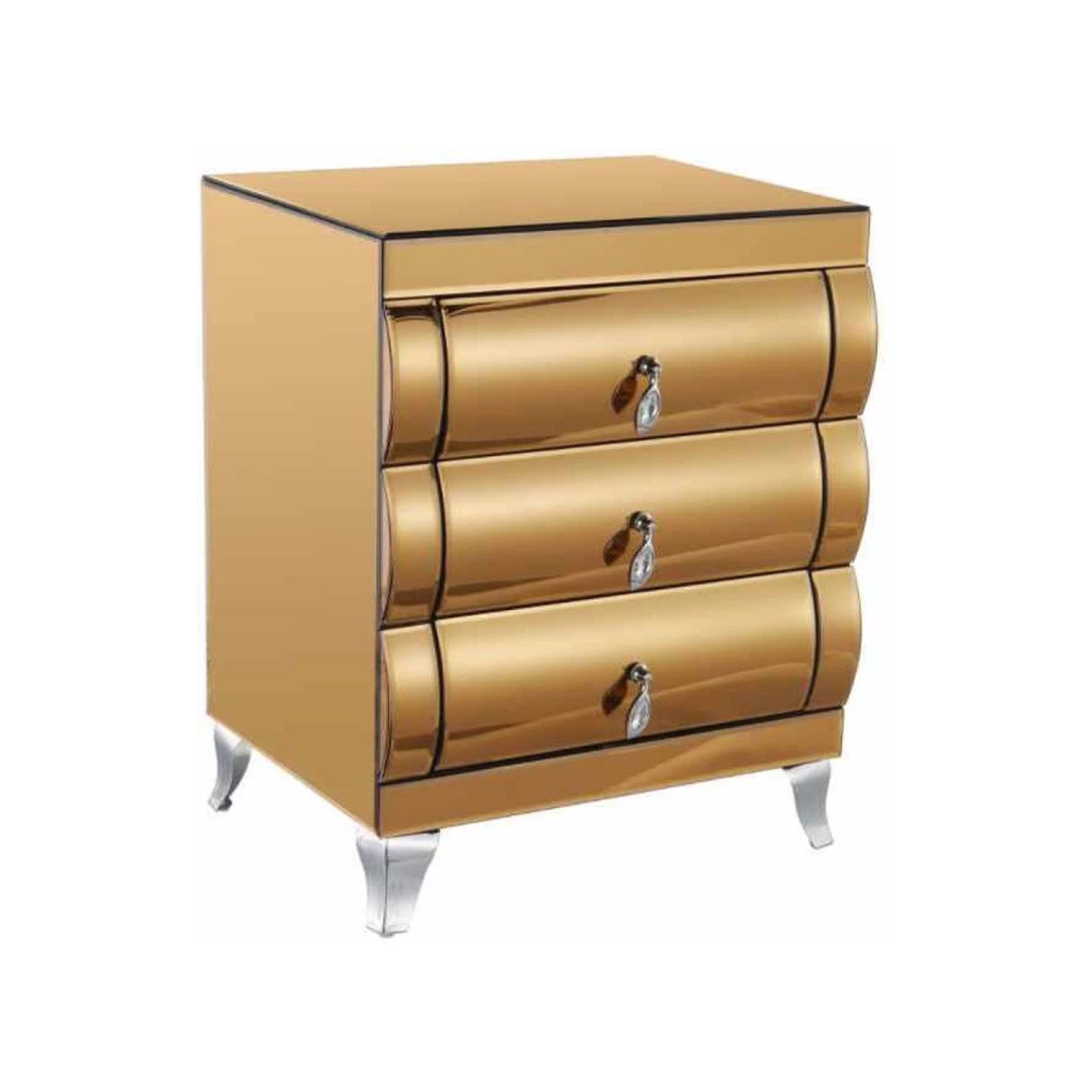 Madiega Furniture - Gold Accent Mirrored Nightstand