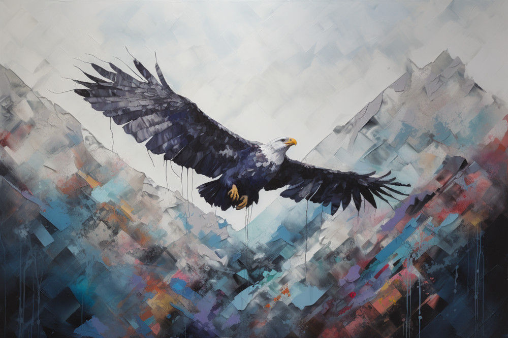 Canvas Wall Art - Contrasting Shades Gray Blue Form  - A1118 - [120 x 80 cm]
