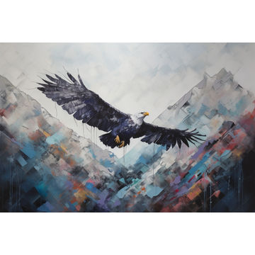 Canvas Wall Art - Contrasting Shades Gray Blue Form  - A1118 - [120 x 80 cm]