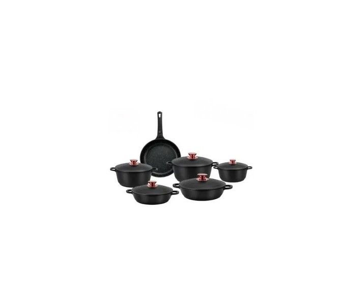 Food Grade 6 Pot Set with Lid 3 L capacity (Cast Iron, Non-stick, Induction Bottom)