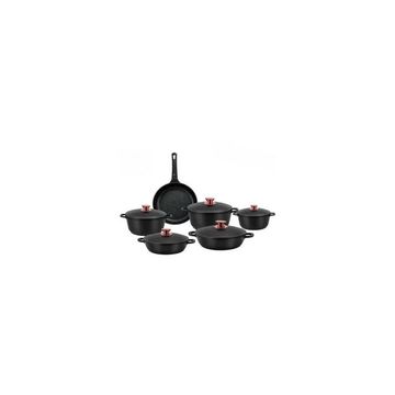 Food Grade 6 Pot Set with Lid 3 L capacity (Cast Iron, Non-stick, Induction Bottom)