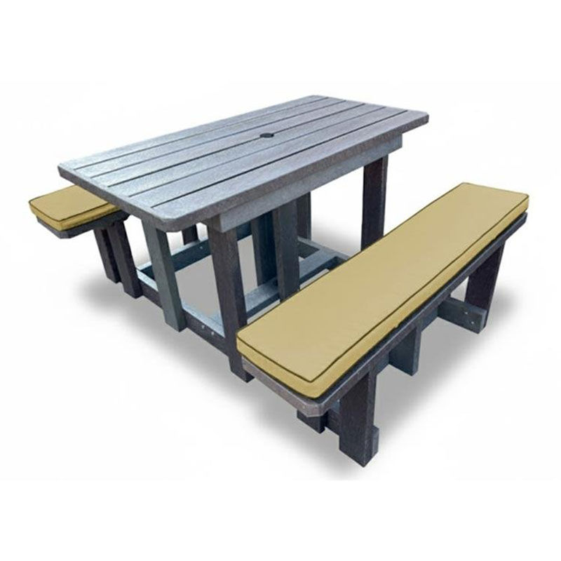 Recycled Plastic Picnic Table 4-Seater - Beige Cushions