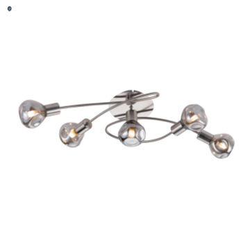 Satin Chrome Ceiling Fitting with Smoke Glass