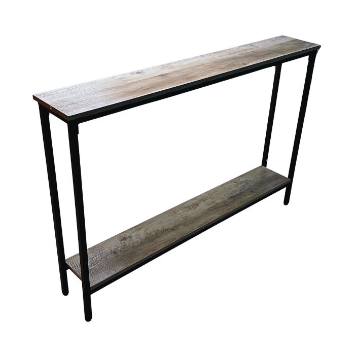 SlimLine 120cm Console Table – Stonewood Finish with Black Steel Frame