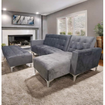 IG Furn-  Lily Velvet Corner Sleeper Couch Grey