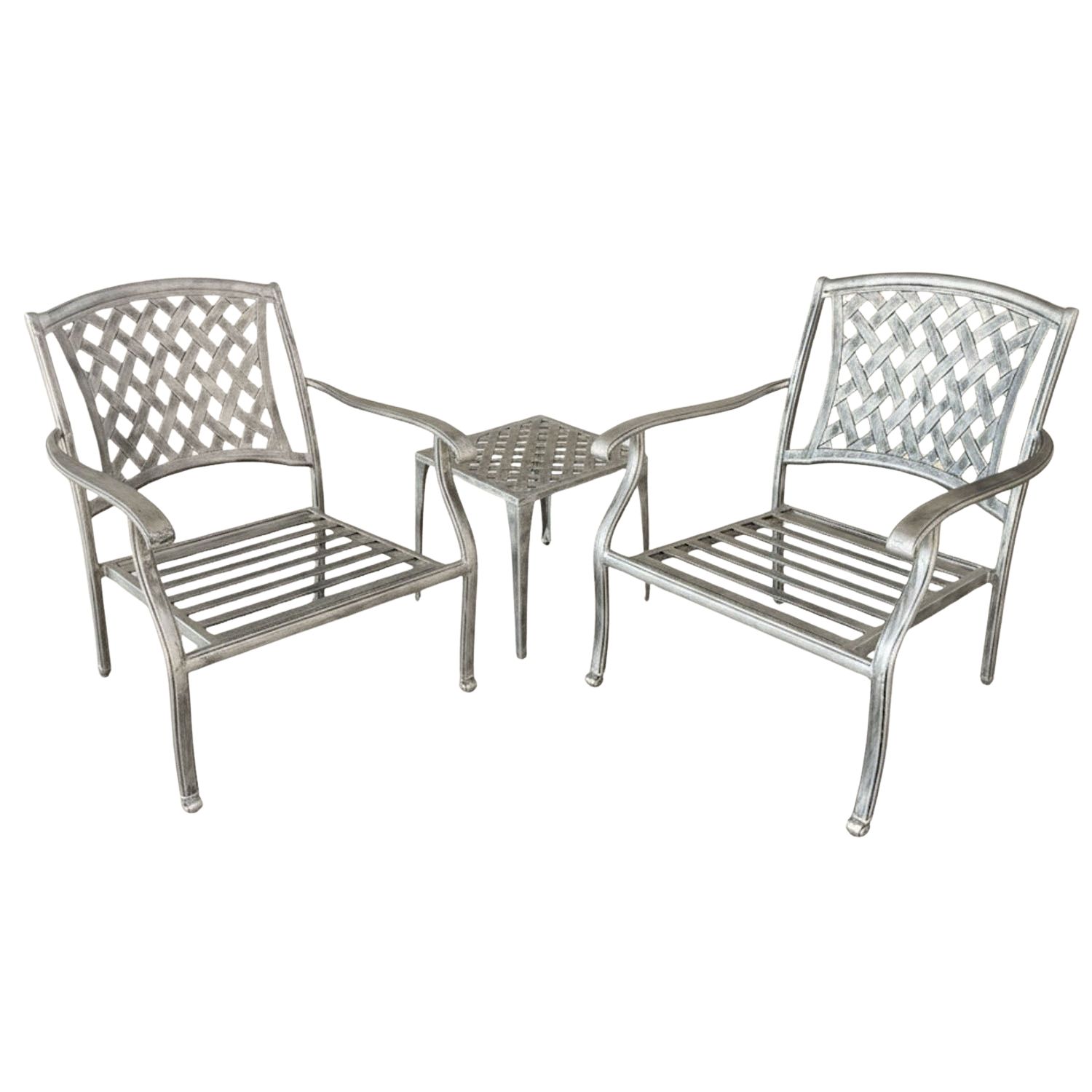 Aluminium Chair Set 3-Piece 2-Seater (Silver)