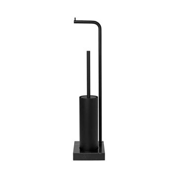 Black Scratch Proof Toilet Roll Holder & Toilet Brush Caddy - Blomus Germany - MODO