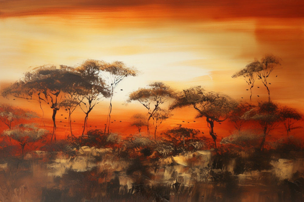 Canvas Wall Art - Layers Earthy Browns Deep Oranges Fiery - A1442 - [120 x 80 cm]