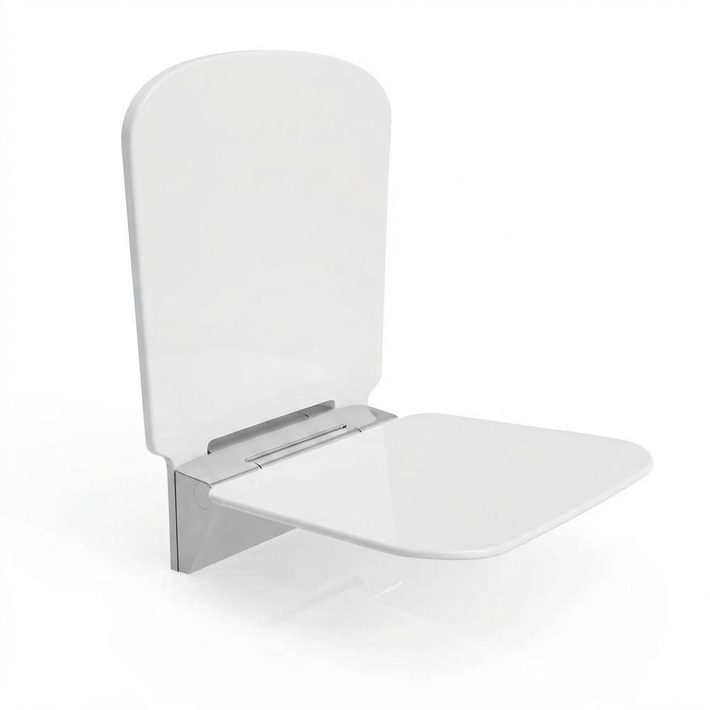 Wall-Mounted Fold-Down Shower Seat- White