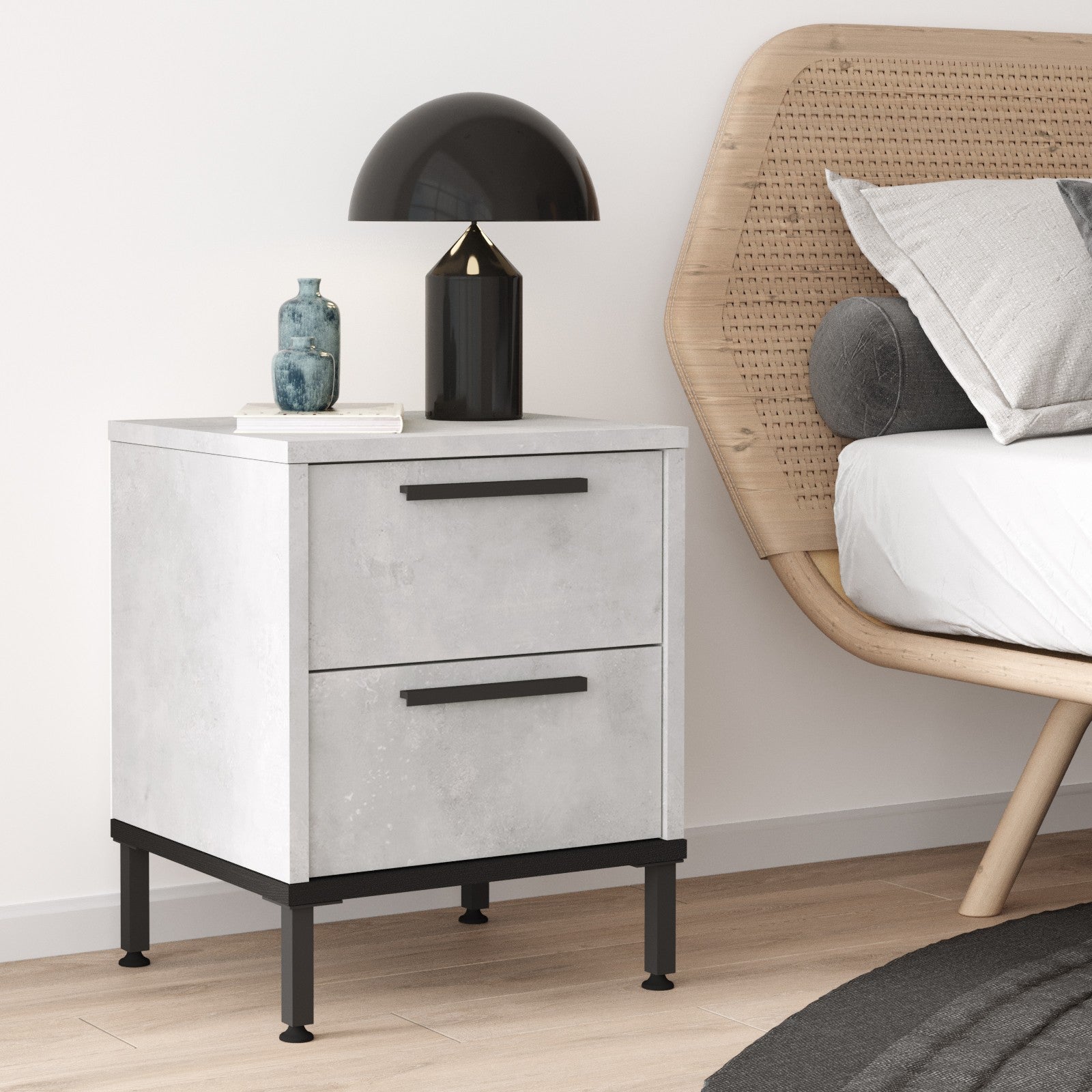 Nightstand LV24-TL - Silver Black