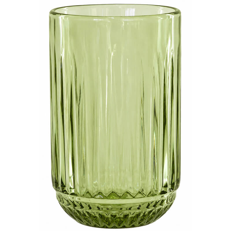 Vintage Ribbed Sage Green Tumbler Glass 410ml-set of 6
