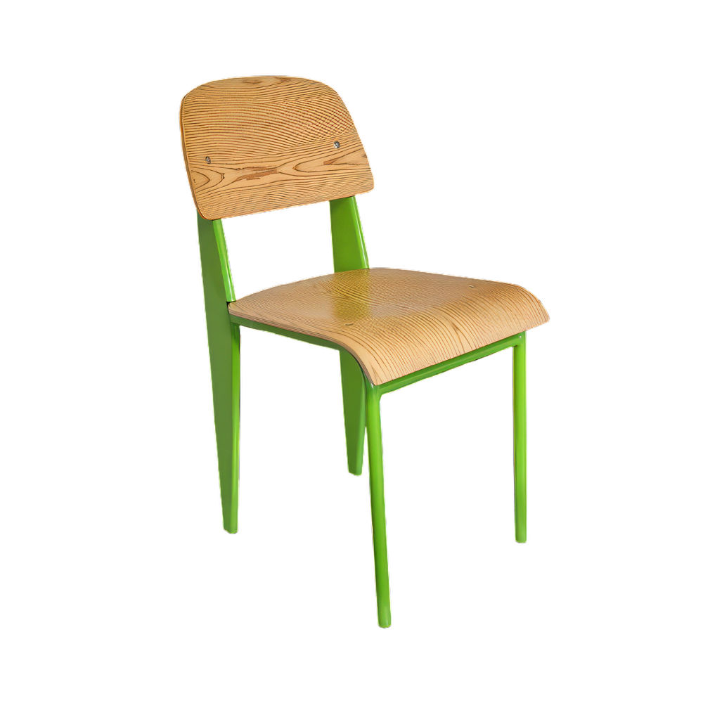 Chair Crazy Roma Chair - Natural Wood Seat and Back with Powder Coated Green Metal Frame