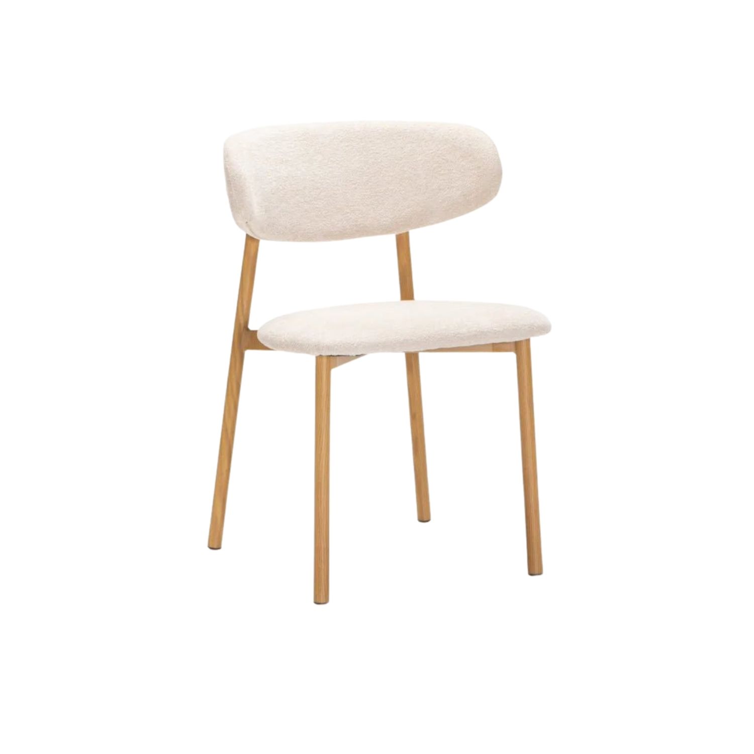 Modern Textured Fabric Dining Chair - Cream/Natural