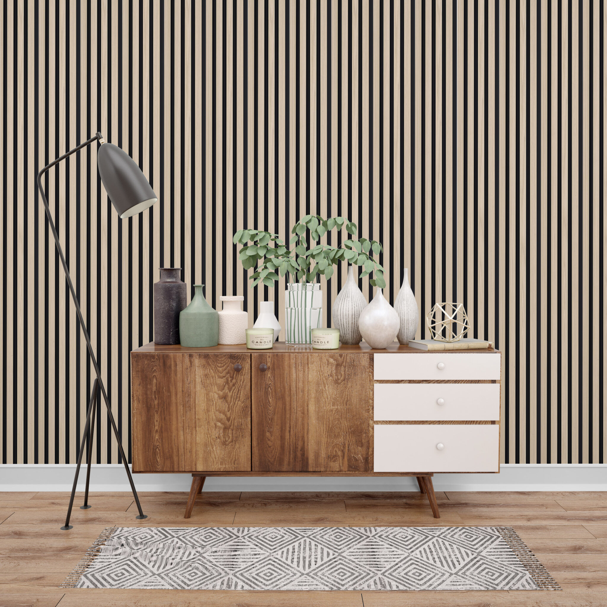 Panel Pack – Interior Wall Panels (Box of 10) – Oak Black Wood Look – 120mm x 12mm x 2.4m