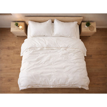 Rey's Fine Linen - Egyptian Collection - Oxford Satin Stitch Duvet Cover - Creme Brulee - Three Quater(01 Set)