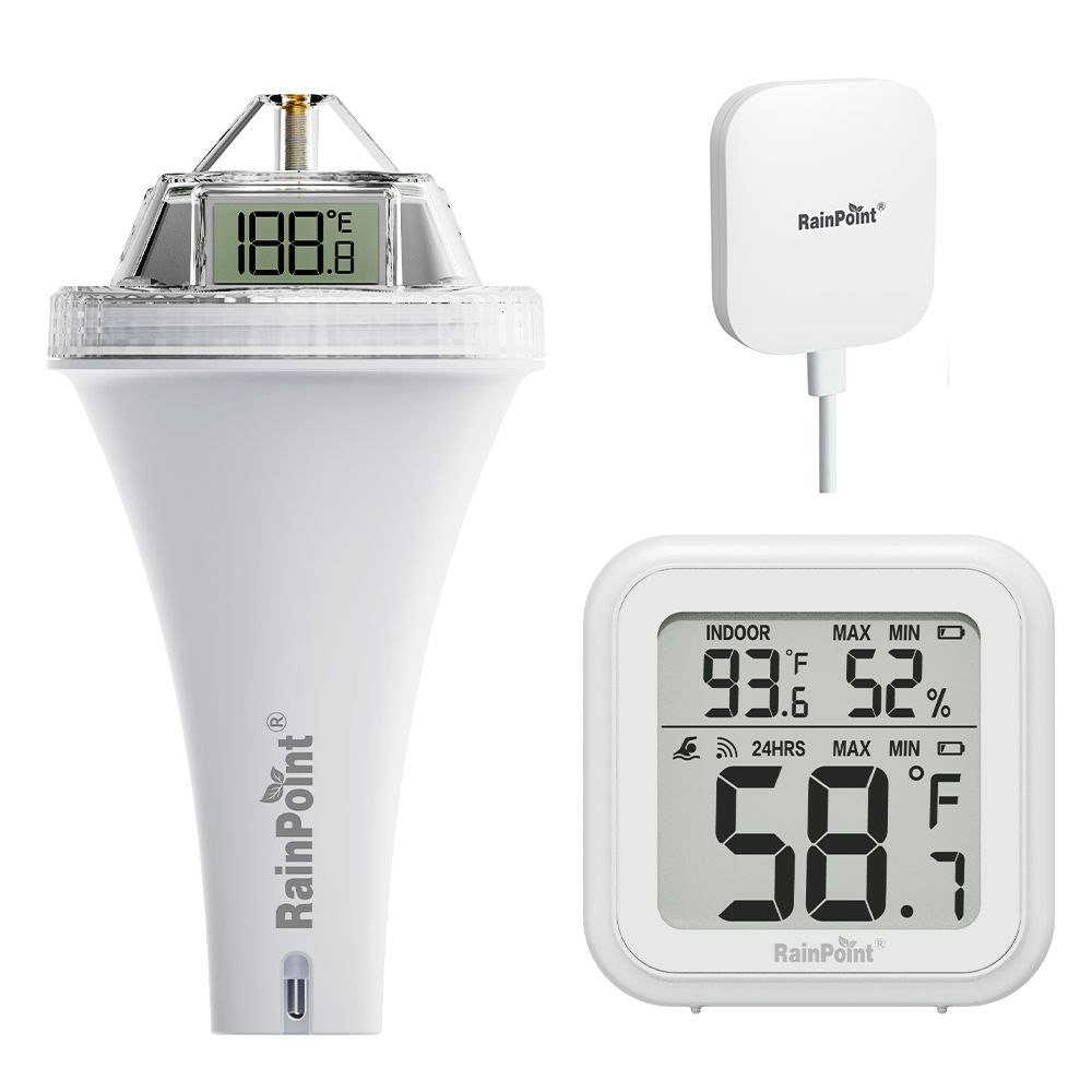 RainPoint Wireless Smart Wi-Fi Pool Thermometer, Display Screen + Wi-Fi Hub