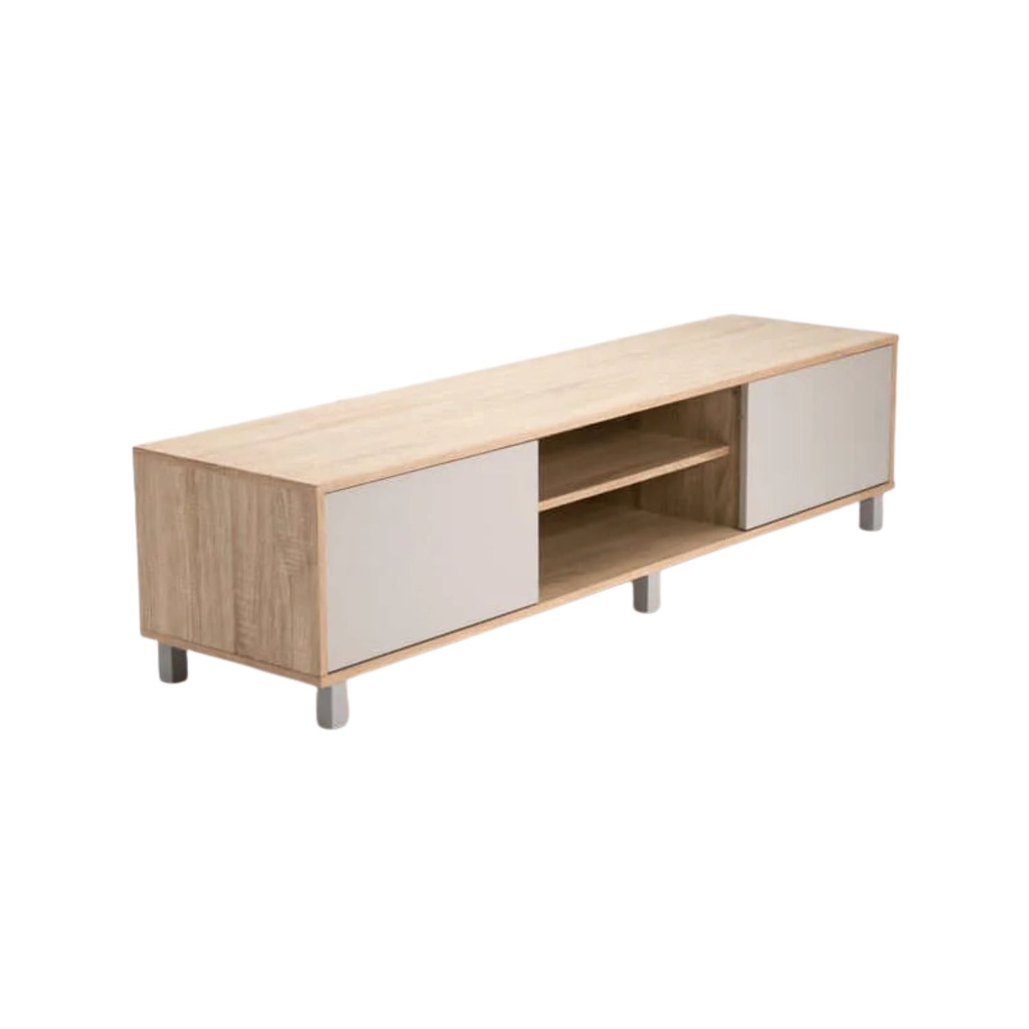 2-Door Wooden TV Unit With Practical Storage - Light Oak