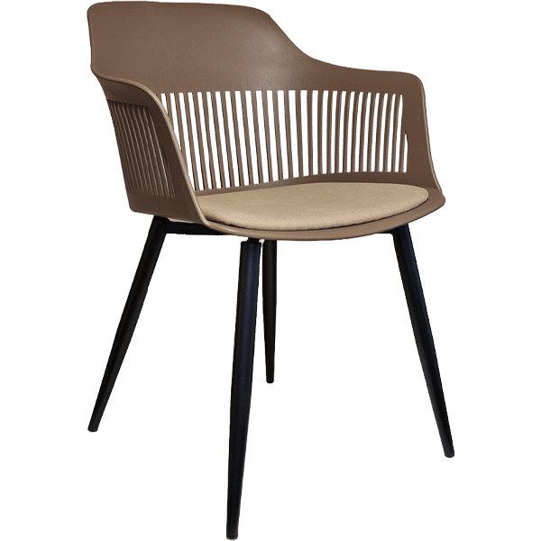 Crazy Lyric Chair Black Metal Frame - Coffee Fabric Seat