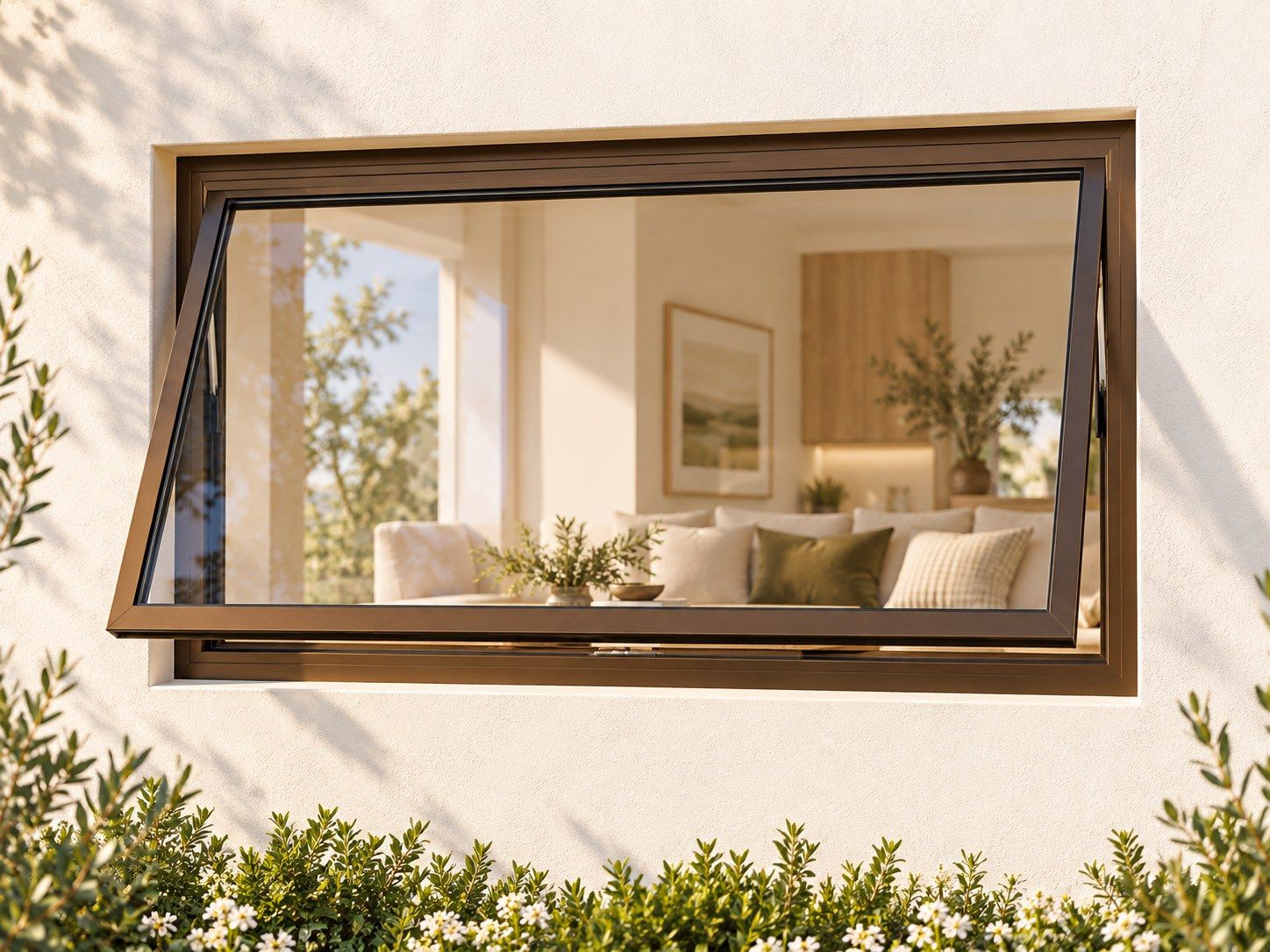 Kenzo Premium Top-Hung Aluminium Window - Bronze, 900 600 mm, Single Opener, Clear Glass