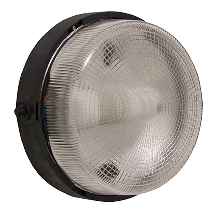 Glass Round bulk head Black 1X100W