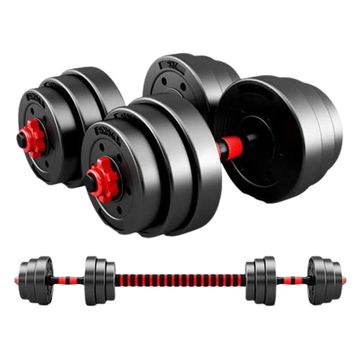 Adjustable rubber barbell and dumbell weight set