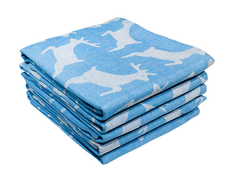 Bunty's Kitchen Towel - Design 2760 - 050x070cms - (05 Pc Pack) - Deer - Sky Blue