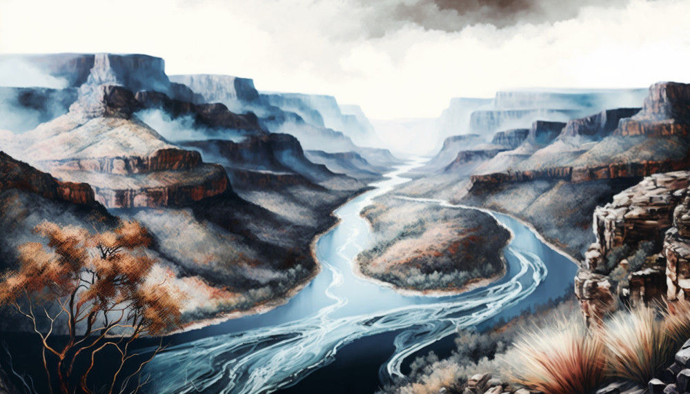 Canvas Wall Art - Canvas Wall Art –Blyde River Canyon Abstract - B1107 - [120 x 80 cm]