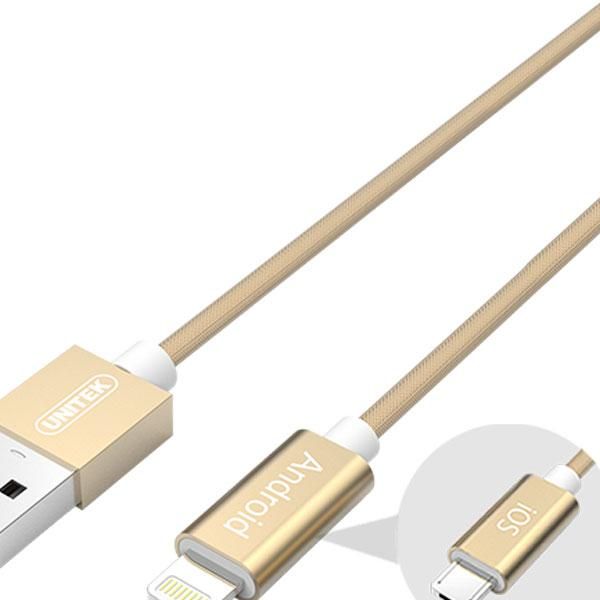 Unitek 1.5M 2In1 Usb To Micro Usb And Lightning Cable, Gold LEROY