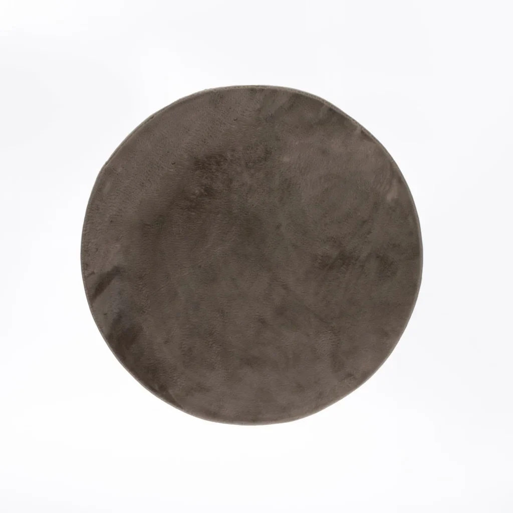 Ariel Round Faux Fur Rug in Dark Grey – Plush Modern Accent Rug for Bedroom, Living Room, or Nursery