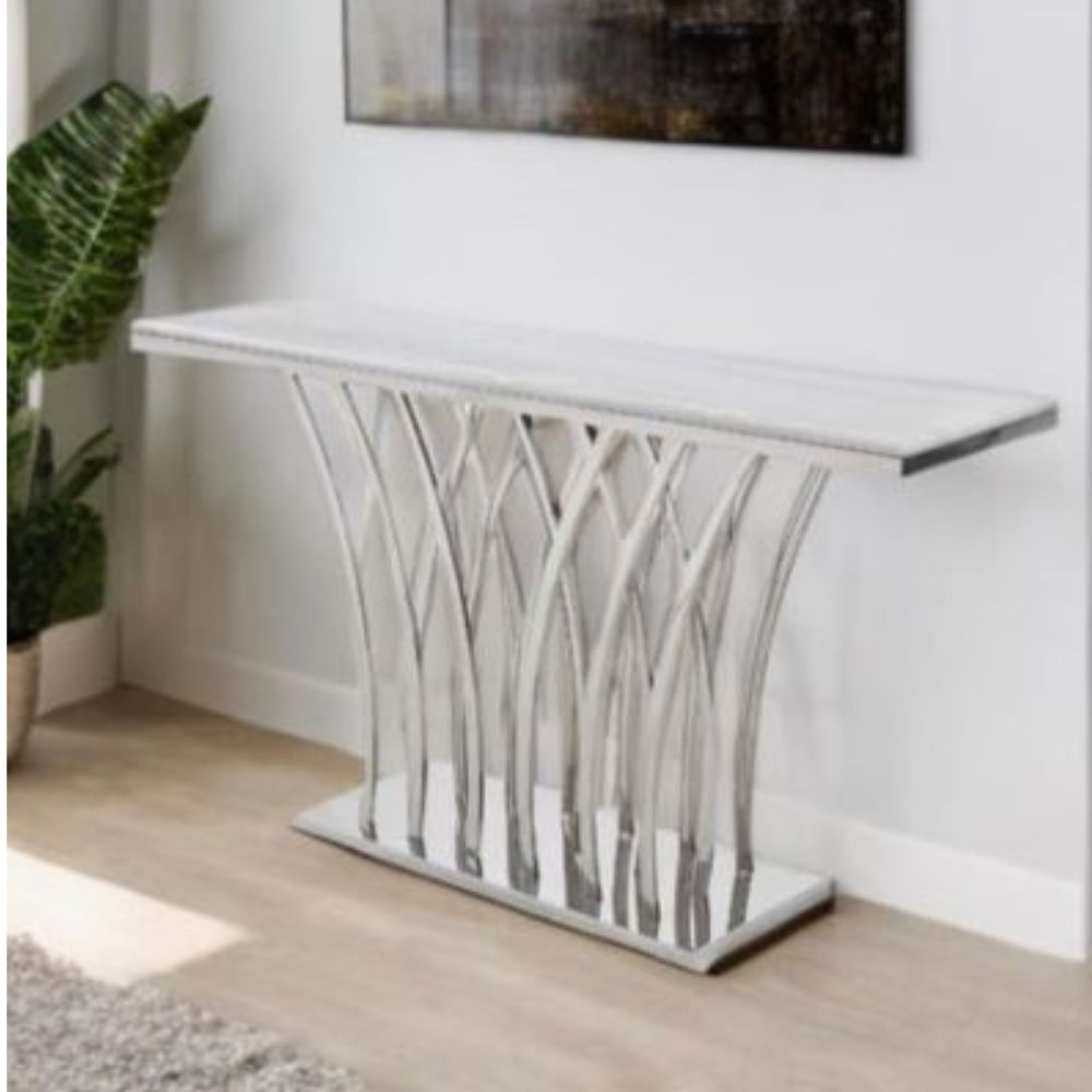 Lydia Marble Console Table-Silver