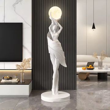 Modern Goddess Moon Orb Sculpture Table Lamp