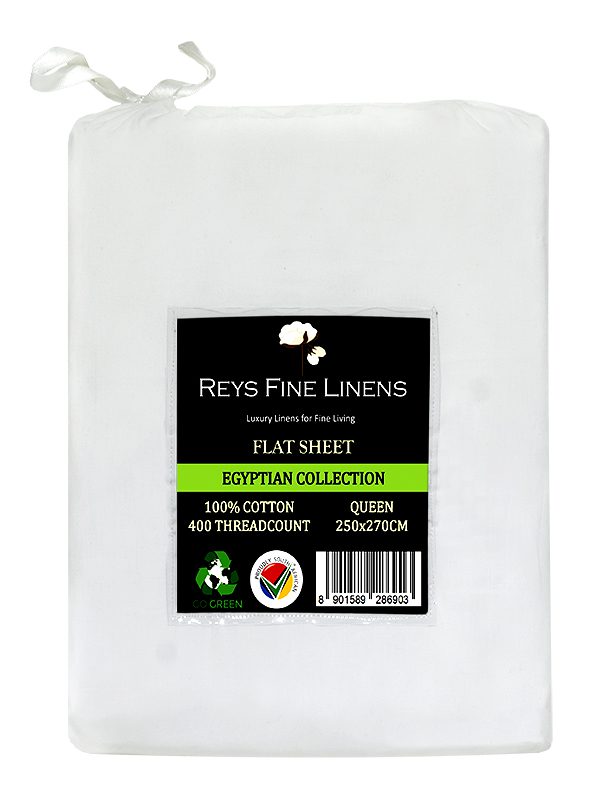 Rey's Fine Linen - Egyptian Collection - Flat Sheet-Optical White-Queen(06 Pc Pack)