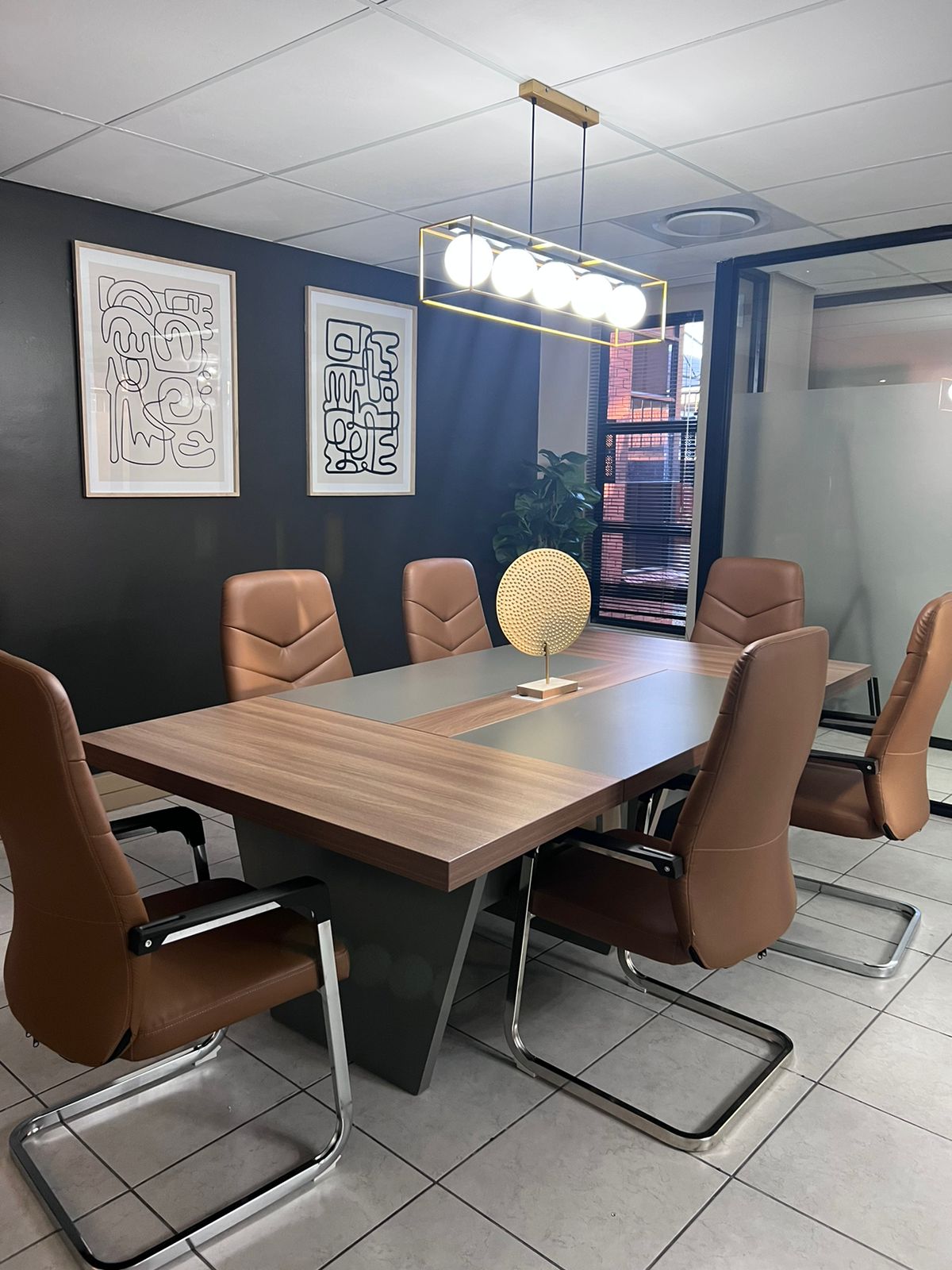 GOF Furniture - Rammy Boardroom Table with 6 Camo Office Chairs