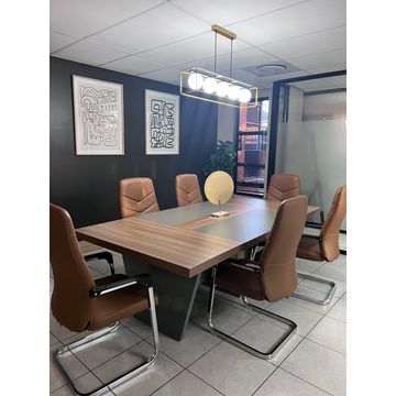 GOF Furniture - Rammy Boardroom Table with 6 Camo Office Chairs