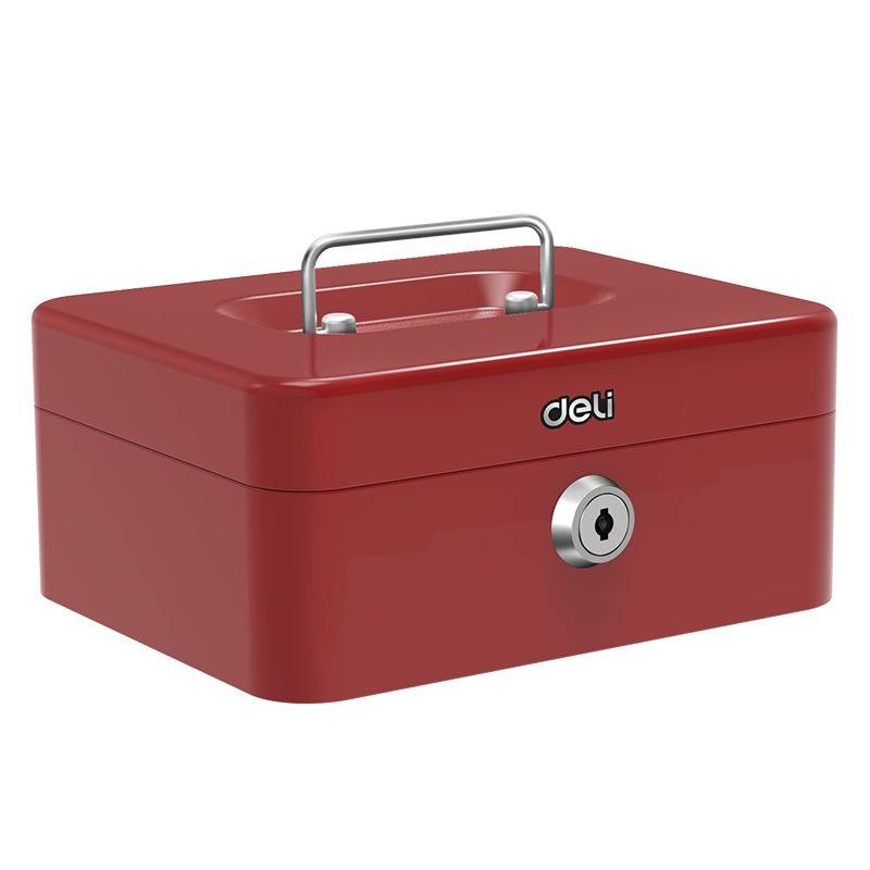 Deli Cash Box Steel 92016 cm Red