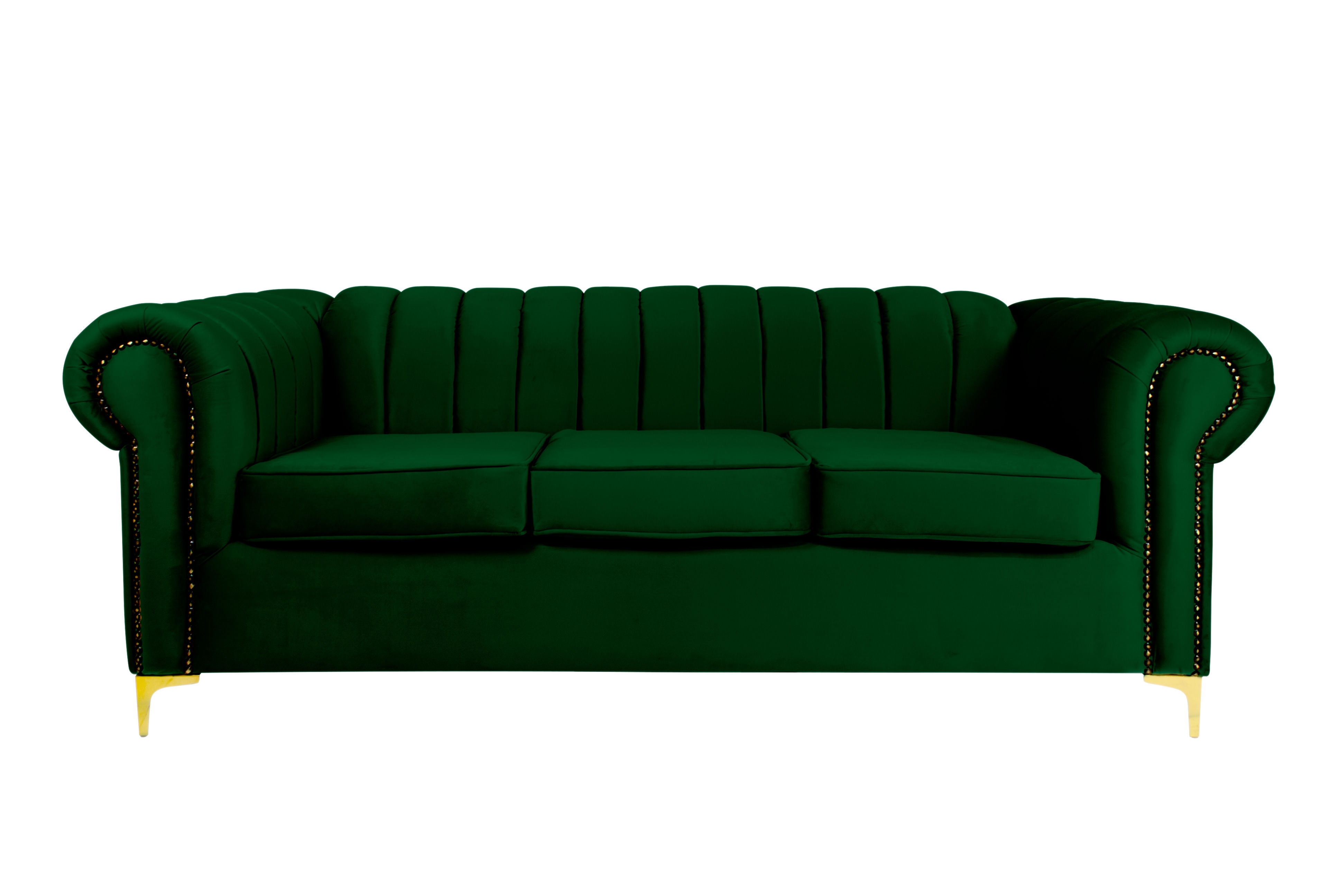 Latina 3 Seater Stripe Couch - Emerald Green
