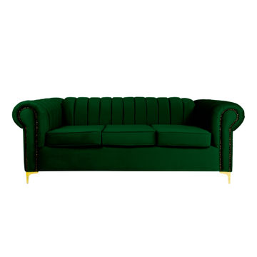 Latina 3 Seater Stripe Couch - Emerald Green