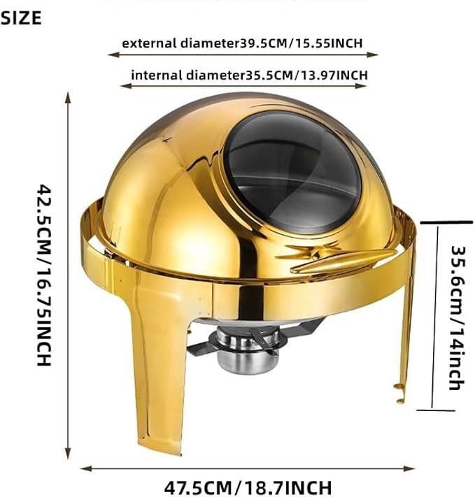 KCW:Round Chafing Dish with Window - Gold