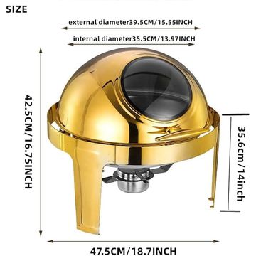KCW:Round Chafing Dish with Window - Gold