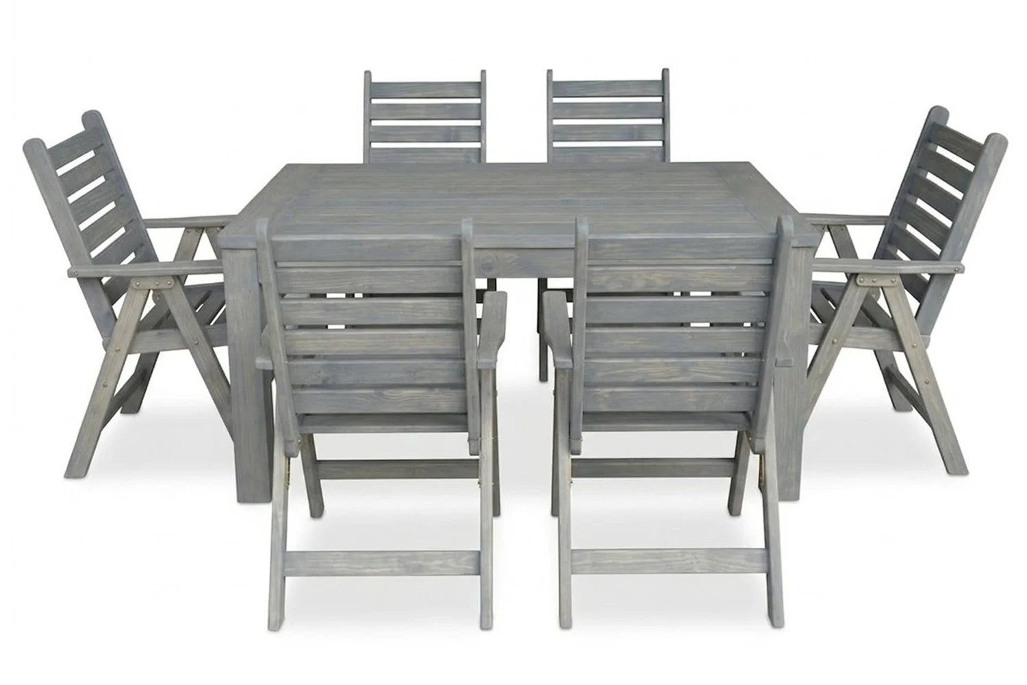 Aged Pine Patio Dining Set 6-Seater 1600mm x1 Table x6 Highback Chairs (Cushions Excluded) Undercover only