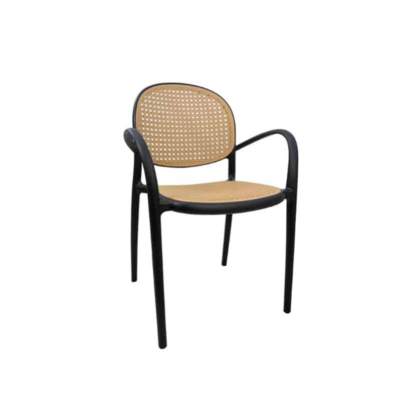 Vividitto - Plastic Rattan Chair - Black/Mustard