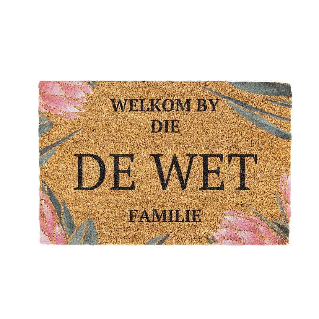 De Wet Familie Naam Coir Doormat Design 700 x 400 mm